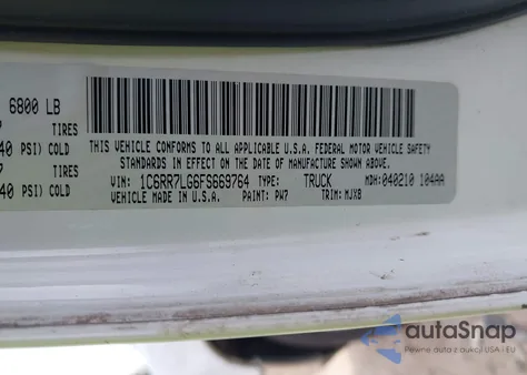 2015 Ram 1500 Slt z USA, uszkodzony, nr VIN 1C6RR7LG6FS669764